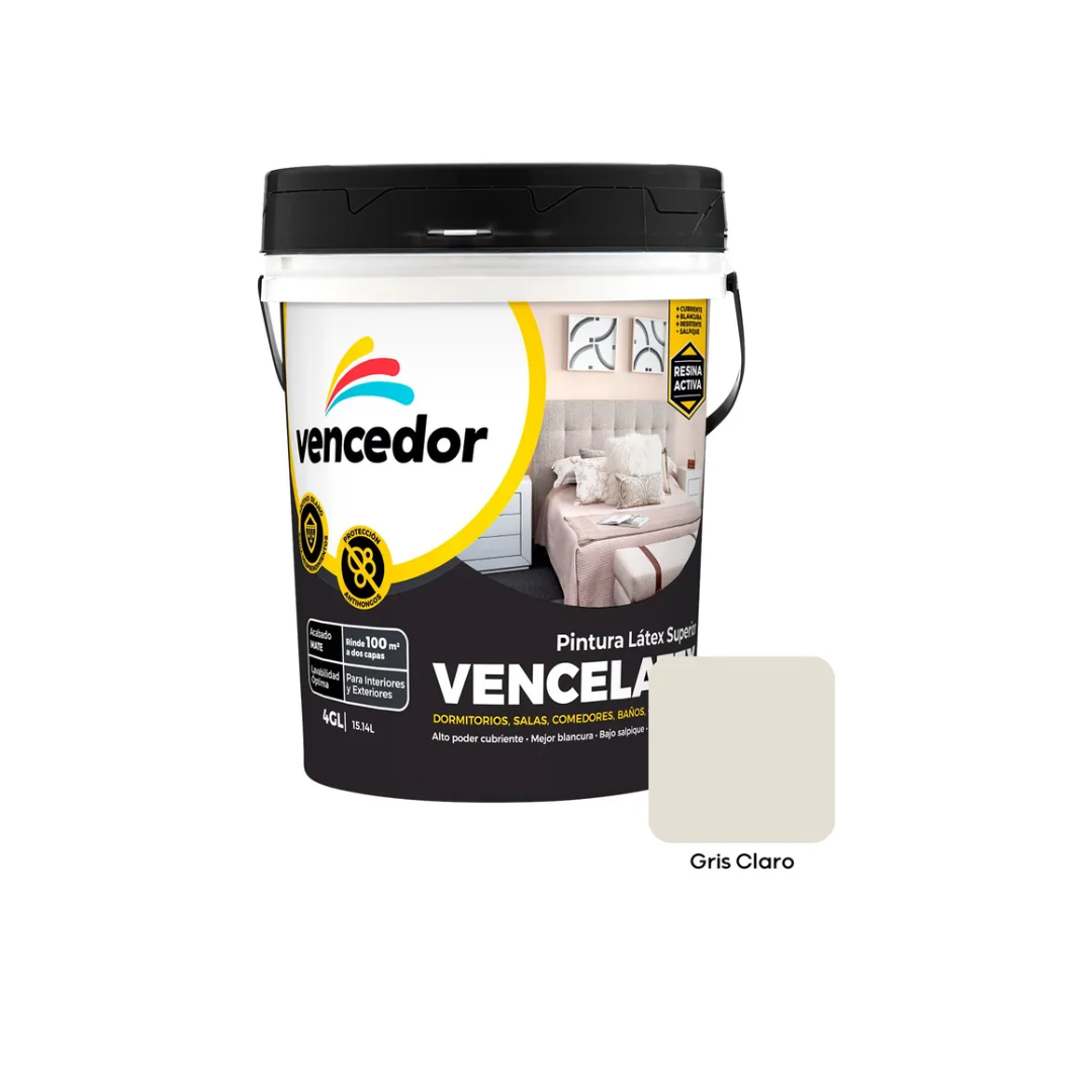 PINTURA SUPERIOR VENCELATEX MATE GRIS CLARO - VENCEDOR