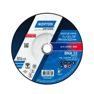 DISCO DE CORTE ACERO BNA32 ACERO - INOX 7" X 1/8" X 7/8" - NORTON