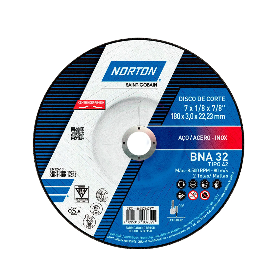 DISCO DE CORTE ACERO BNA32 ACERO - INOX 7" X 1/8" X 7/8" - NORTON
