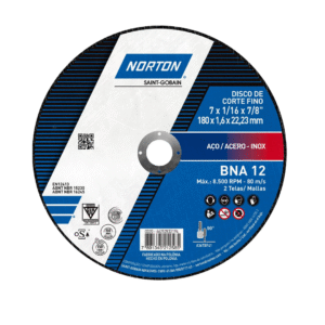 DISCO DE CORTE FINO BHP12 ACERO - INOX 7" X 1/16" X 7/8" - NORTON