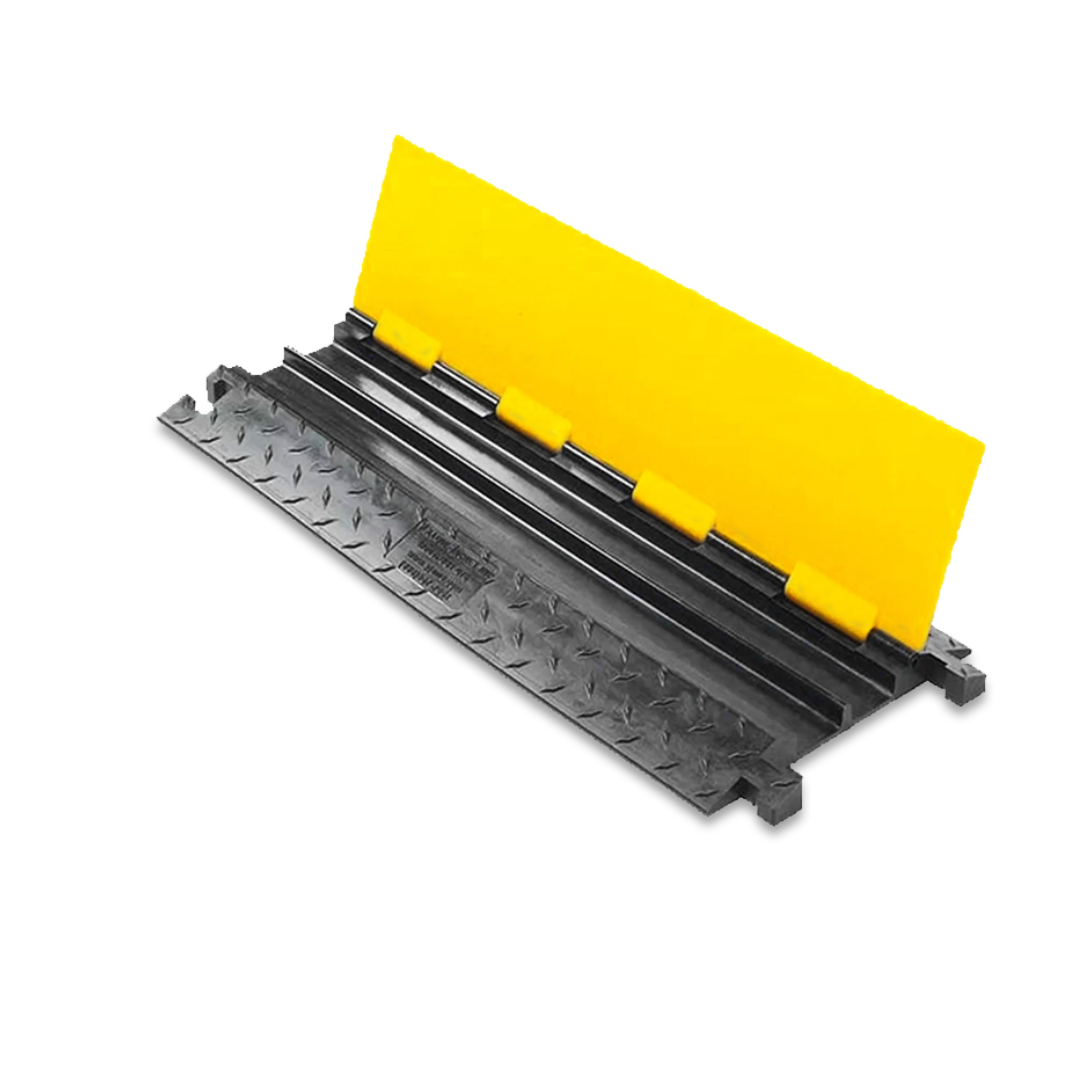 Protector de cable 4 canales de caucho SBR color negro/amarillo