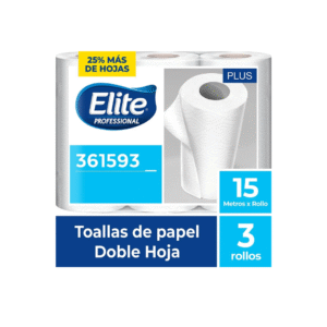 PAPEL TOALLA GOFRADO DOBLE HOJA PLUS X 15M X 3UND 361593 - ELITE PROFESSIONAL