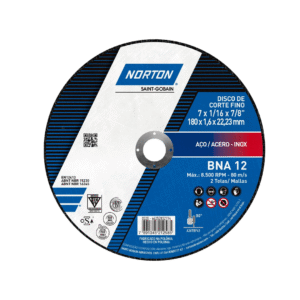 DISCO DE CORTE FINO BNA12 ACERO - INOX 7" X 1/16" X 7/8" - NORTON