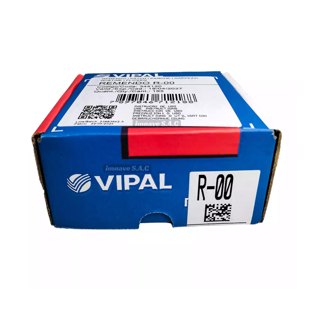 Parche de llantas marca VIPAL R00 envase caja de 100 parches