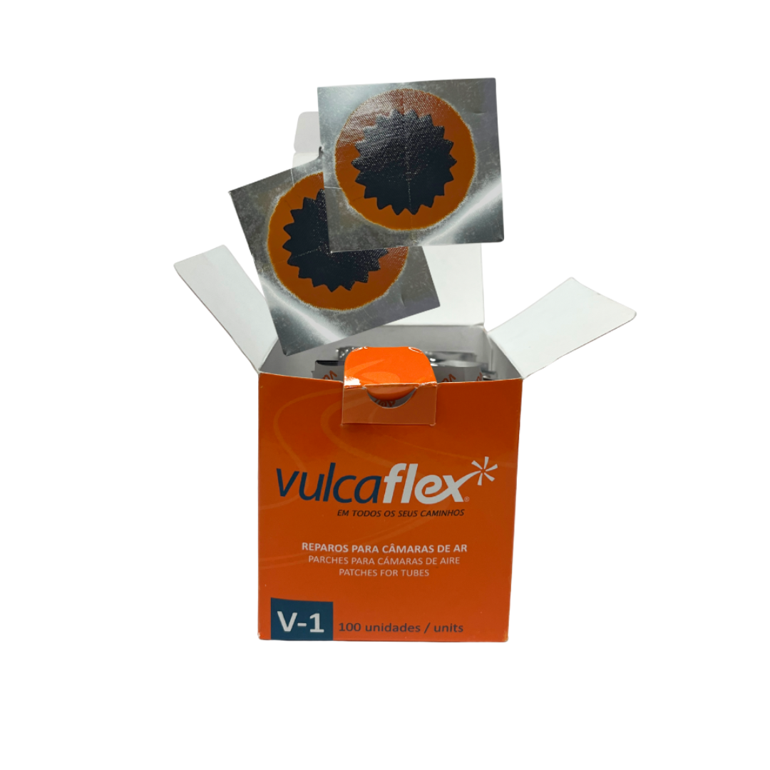Parche para llantas VULCAFLEX V-1 envase caja de 100 unds